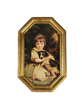 Vintage Italian Florentine Octagonal Gold Frame Print Miss Jane Bowles 13"x8.5"